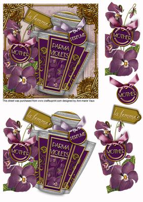 Art Deco Violets Perfume Mother Decoupage Step-bystep