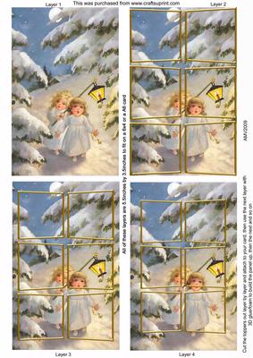 Little Angels with Lanterns 3D Card Panels