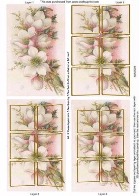 Christmas Roses 3D Card Panels