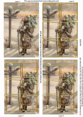 Travelling Santa 3D Card Panels