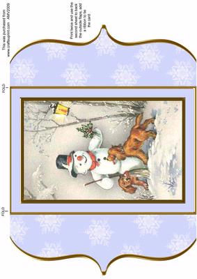 Dogs and Snowman Christmas Bracket Card