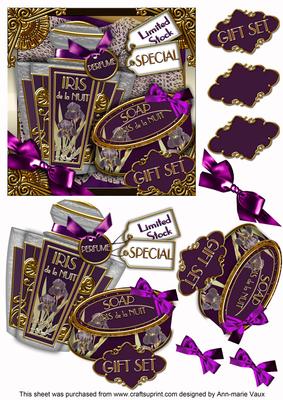 Art Deco Night Iris Perfume Gift Set Decoupage Step-by-step