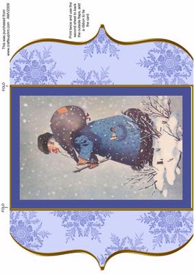 Travelling Blue Santa Bracket Card