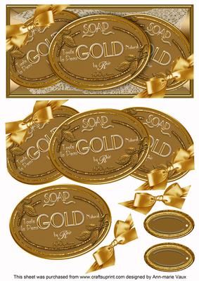 Gold Soap Trio Gift Box Dl Decoupage Step-by-step Sheet