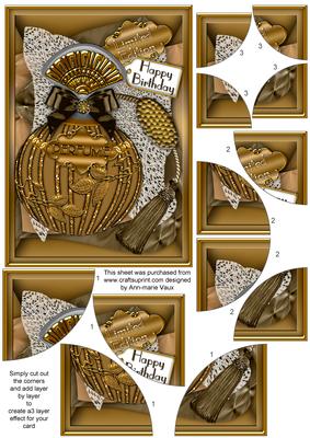 Gold Perfume 7x5inch All 4 Corner Stacker Card Front