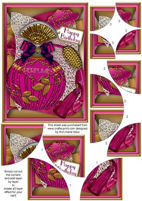 Pink Sapphire Perfume 7x5in All 4 Corner Stacker Card Front