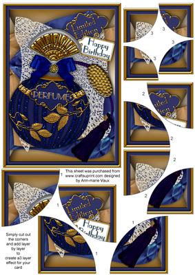 Blue Sapphire Perfume 7x5in All 4 Corner Stacker Card Front