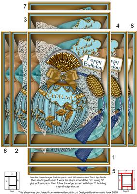 Aquamarine Perfume 7x5in Spiral Edge Stacker Card Front