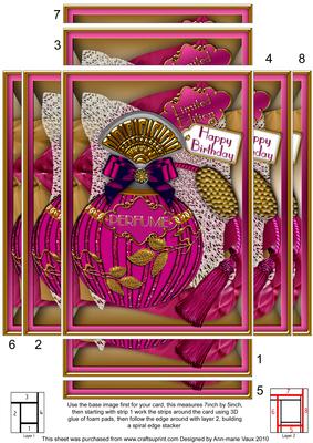 Pink Sapphire Perfume 7x5in Spiral Edge Stacker Card Front