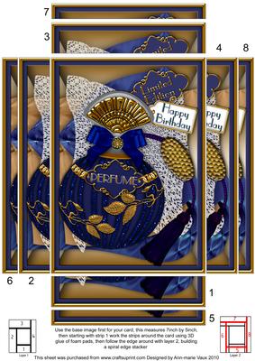Blue Sapphire Perfume 7x5in Spiral Edge Stacker Card Front