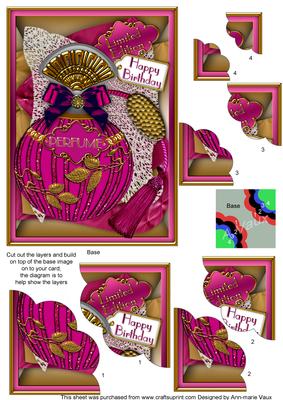 Pink Sapphire Perfume 7x5inch Scalloped Duo Corner Stacker