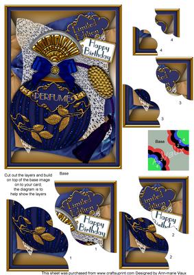 Blue Sapphire Perfume 7x5inch Scalloped Duo Corner Stacker