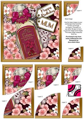 Rose Perfume Mum Birthday 6in Duo Corner Stacker