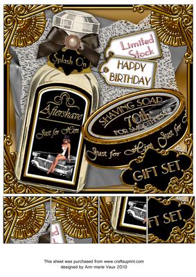 Mens Aftershave 70th Gift Set 8in Topper Sheet