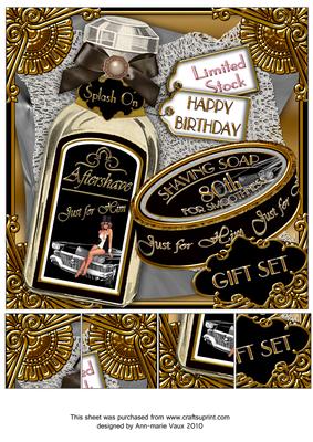 Mens Aftershave 80th Gift Set 8in Topper Sheet