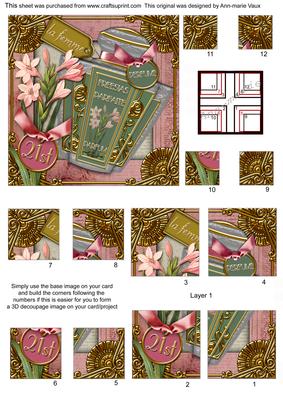 Freesias 21st Birthday Perfume 5in Quad Corner Stacker