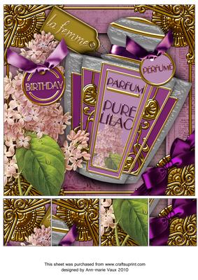 Lilac Perfume Birthday 8in Topper Sheet