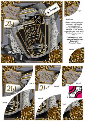 Silver Grey Aftershave 21st Birthday 6in Duo Corner Stacker