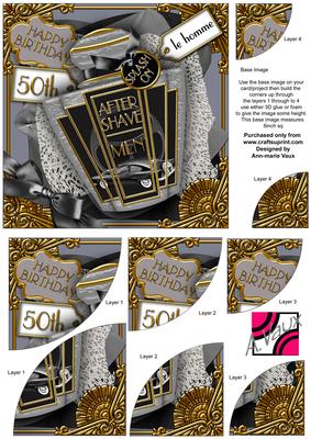 Silver Grey Aftershave 50th Birthday 6in Duo Corner Stacker