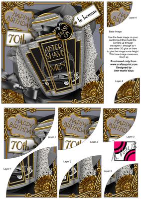 Silver Grey Aftershave 70th Birthday 6in Duo Corner Stacker