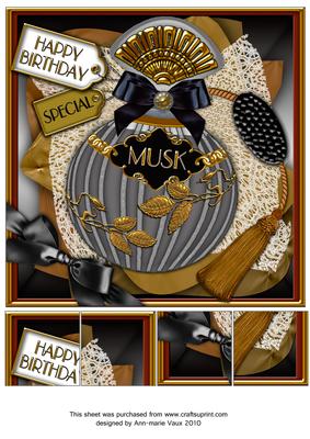 Black Musk Perfume Birthday 8in Topper Sheet