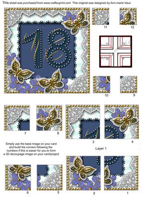 Blue Butterfly 18th Birthday 5in All 4 Corner Stacker