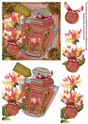 Honeysuckle Perfume Best Wishes Decoupage Step by Step Sheet