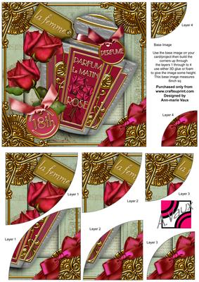 Rose Perfume 18th Birthday 6in Duo Corner Stacker