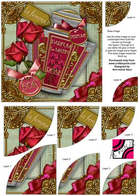 Rose Perfume 60th Birthday 6in Duo Corner Stacker