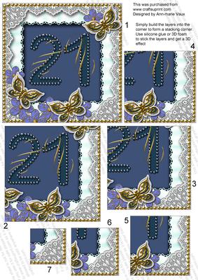 Blue Butterfly 21st Birthday 5in One Corner Stacker