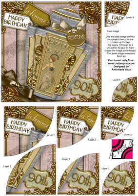 Art Deco Parfum De Soir 90th Birthday 6in Duo Corner Stacker