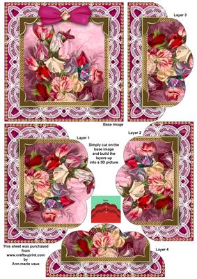 Lace Pink Sweet Peas 5in Scallop Bottom Stacker