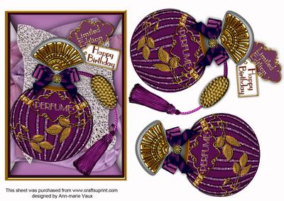 Amethyst Perfume 7x5in Decoupage Step by Step Sheet