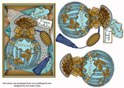 Aquamarine Perfume 7x5in Decoupage Step by Step Sheet