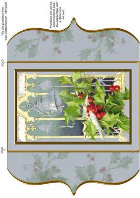 Christmas Holly Bells Bracket Card