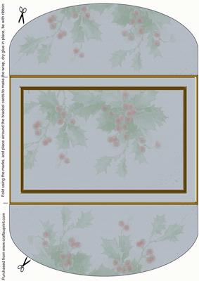 Christmas Holly Bells Bracket Card Wrap