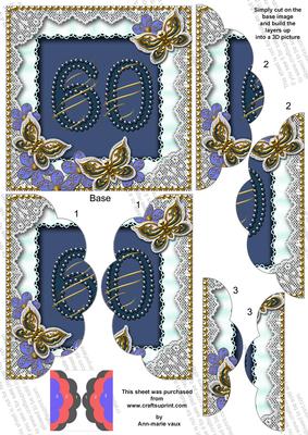 Blue Butterfly 60th Birthday 5in Scallop Side Stacker