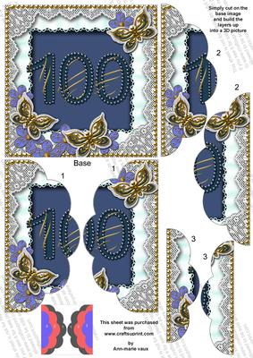 Blue Butterfly 100th Birthday 5in Scallop Side Stacker