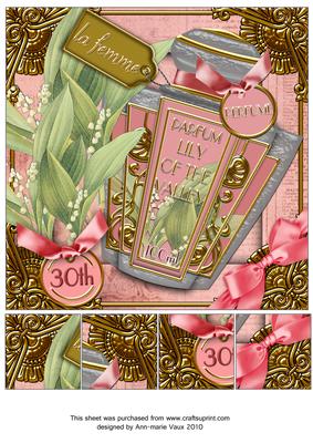 Lily of the Valley Parfum 30th Birthday 8in Topper Sheet