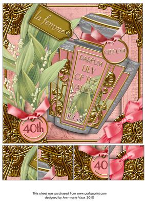 Lily of the Valley Parfum 40th Birthday 8in Topper Sheet