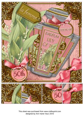 Lily of the Valley Parfum 50th Birthday 8in Topper Sheet