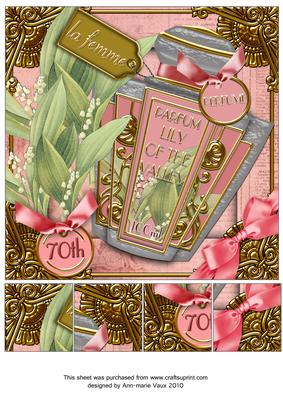 Lily of the Valley Parfum 70th Birthday 8in Topper Sheet