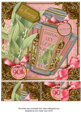 Lily of the Valley Parfum 90th Birthday 8in Topper Sheet