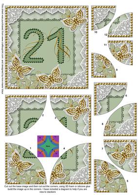 Green Butterfly 21st Birthday 5in Round Corner Stacker