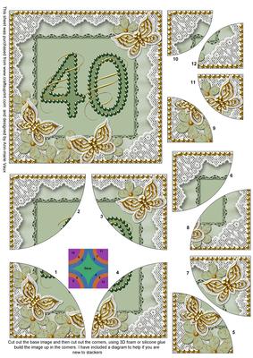 Green Butterfly 40th Birthday 5in Round Corner Stacker