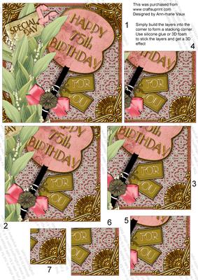 Lily of the Valley Fan 75th Birthday 5in One Corner Stacker