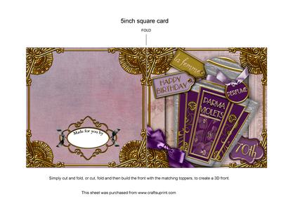 Parma Violets Perfume 70th Birthday 5in Cut and Fold Card
