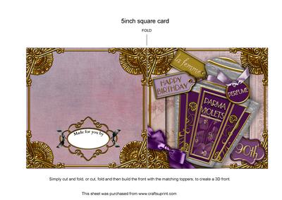 Parma Violets Perfume 90th Birthday 5in Cut and Fold Card