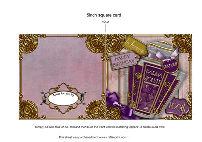 Parma Violets Perfume 100th Birthday 5in Cut and Fold Card