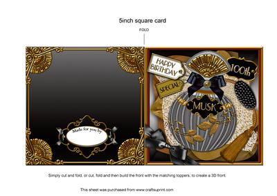 Black Musk Perfume 100th Birthday 5in Cut and Fold Card